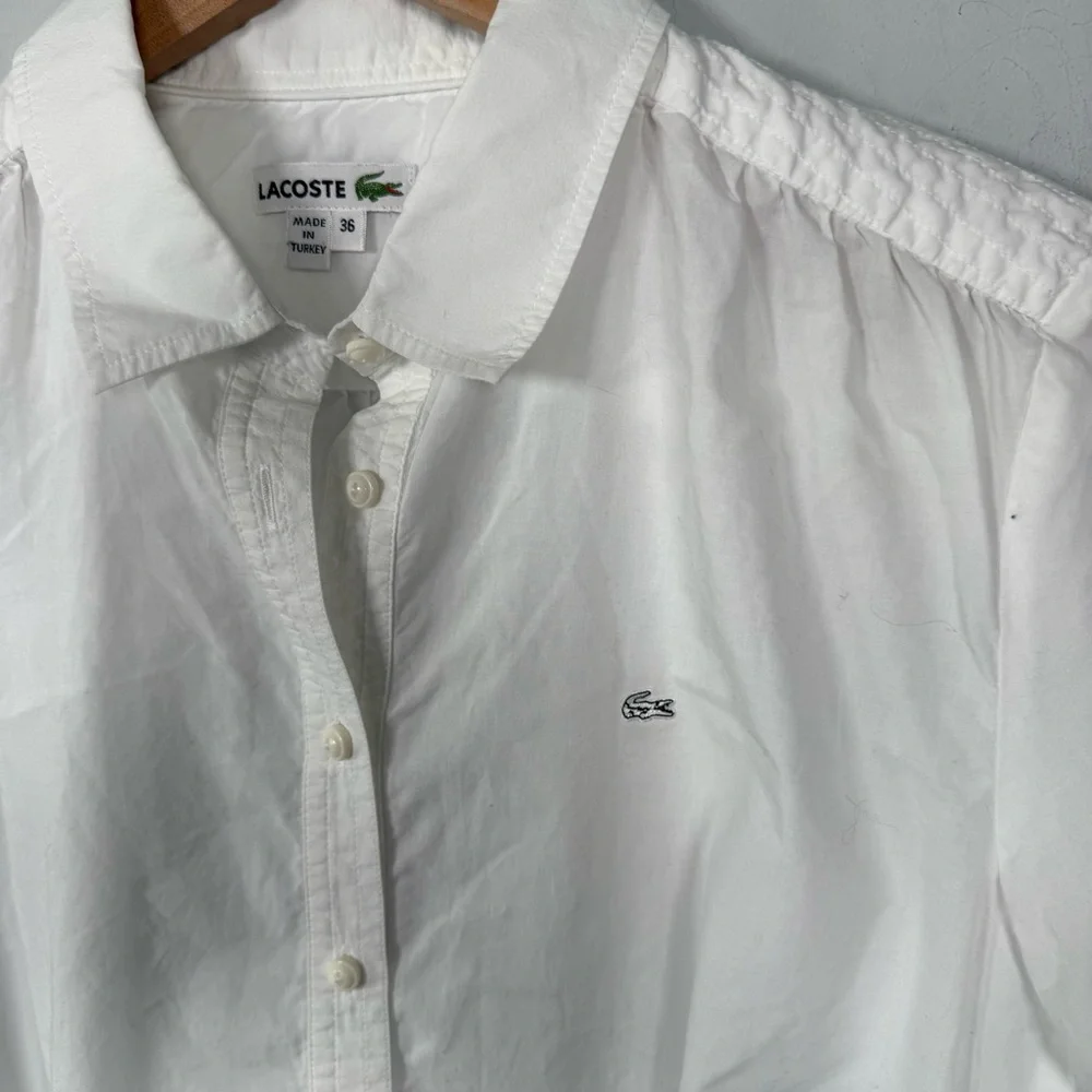 Lacoste Classic White Button-Up Tunic with Belt, Size 36 (S), 100% Cotton - Picture 5 of 14